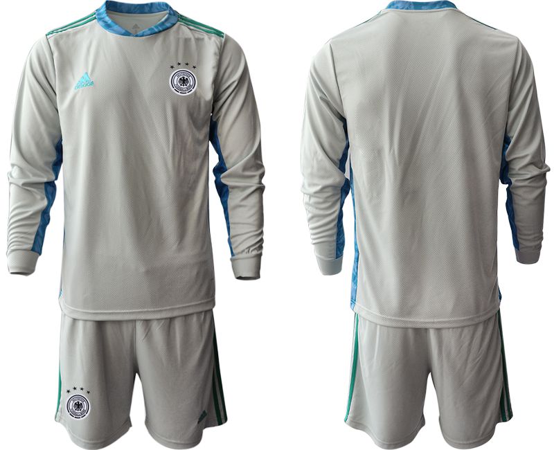Men 2021 World Cup National Germany gray long sleeve goalkeeper Soccer Jerseys